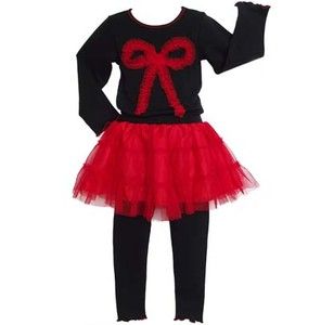 Baby Girls 2/3T Holiday Red tutu skirted legging & Shirt Christmas 