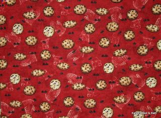 Chocolate Chip Bake Cookies Bakery Shop Dessert Red Curtain Valance 
