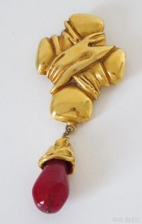 elegant christian lacroix goldtone baroque cross pin
