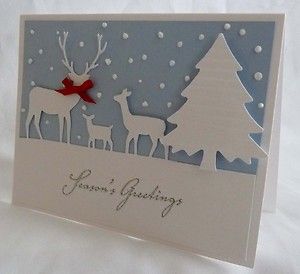 Deer Family Christmas Cards Handmade 5 Completed Cards Using Stampin 