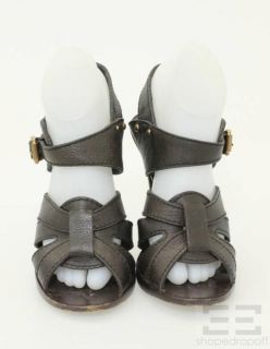 Chloe Dark Brown Leather Strappy High Heel Sandals Size 38