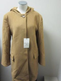 Cinzia Rocca Petite Hooded Wool Coat with Stitch Detail Tobacco $1045 