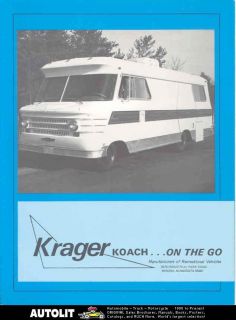 1970 Chevrolet Krager Coach motorhome RV Brochure