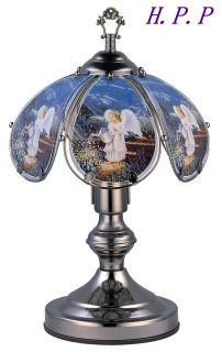  Glass Angel Theme Touch Table Lamp with Dark Chrome Finish Base