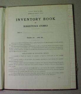 Quartermaster Corps Inventory Book Ration Stores World War I Beautiful