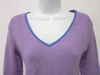 Christopher Fischer Purple Cashmere V Neck Sweater Sz L