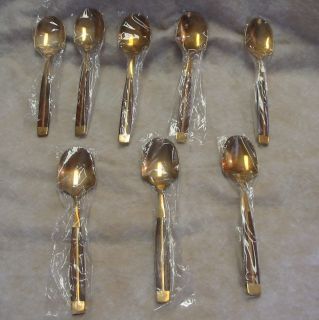 Jean Claude Thailand Thai Bronze Serving Spoons Set 8 Unused Rosewood
