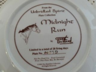 DeHaan Unbridled Spirit Collector Plate Midnight Run Horses Stallions