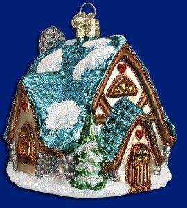Gnome Home Old World Christmas Blown Glass House Winter Cottage
