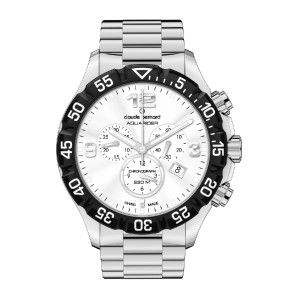 Swiss Claude Bernard Aquarider 44mm Silver Dial Chronograph Watch