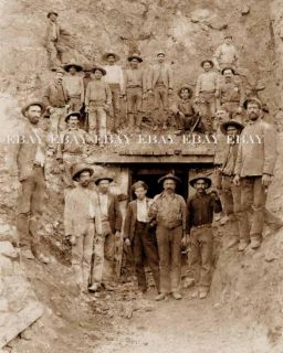 1880s Globe Arizona AZ Outside The Mine Shaft 21 Gold Miners Mining