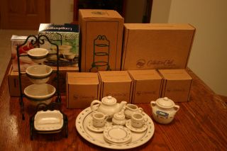 Longaberger CC Mini Miniature Tea set , Cookie jar , wrought iron lot