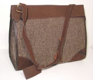 Vintage Hartmann Luggage Leather Tweed Carry on Shoulder Travel Bag