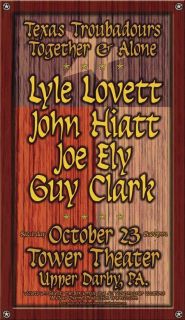 Lyle Lovett John Hiatt Guy Clark Joe Ely Concert Poster