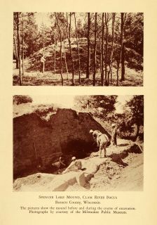 1942 Print Spencer Lake & Clam River Excavation WI   ORIGINAL