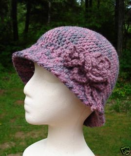 Crocheted Down Brim Cloche Hat Kit Yarn and Pattern