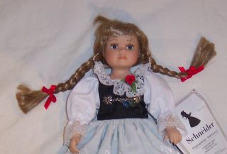 Schneider Porcelain Doll Bavarian Girl Collectible New
