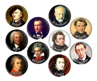 Great Composers 10 Pins Classical Music Mozart