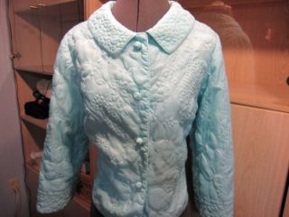 Vtg 50s Lord Taylor Tea House Oriental Quilted Powder Blue Bedjacket