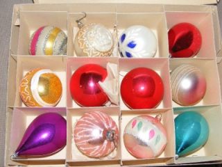 12 PC Boxed Set Vintage Christmas Ornaments Bulb West Germany Indent