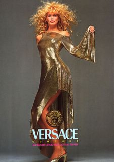 1994 Versace Avedon Claudia Schiffer Gold Magazine Ad