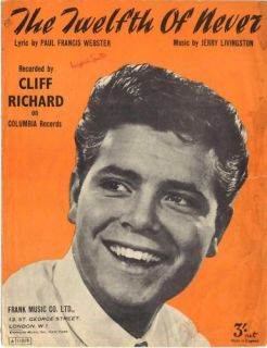 Cliff Richard 50s Sheet Music The Twelfth of Never