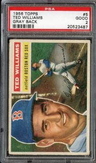 1956 TOPPS #5 TED WILLIAMS GB PSA 2 RED SOX *7403