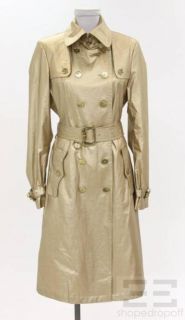 burberry metallic gold belted trench coat size 8