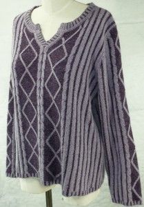 Christopher Banks Silk Angora Sweater XL Lilac Purple Cut Out V Neck