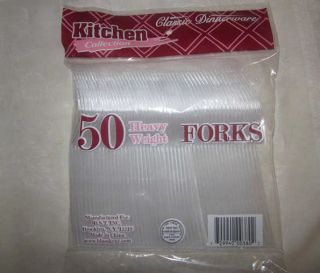 Kitchen Collection 50 Plastic Clear Forks Soup Spoons Teaspoons or