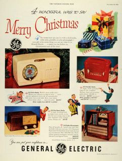 1950 Ad Clock Radio Dial Beam Phonograph Portable General Electric GE