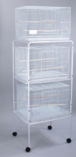 Aviary Breeding Flight Parakeet Cockatiel Bird Cage 3 Cages w Stand