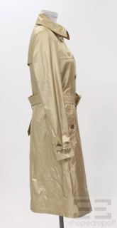 Burberry Metallic Gold Belted Trench Coat Size 8