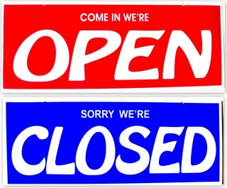 Open Closed Sign Window Business Retail Store 2 Sided Red White Blue
