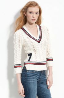 Juicy Couture Cropped V Neck Cricket Sweater