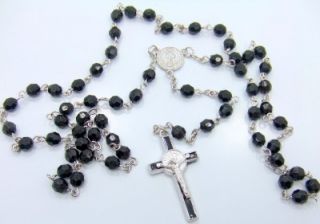  Rosary 19 1 2 L Black Bead Exorcism Saint Catholic Item