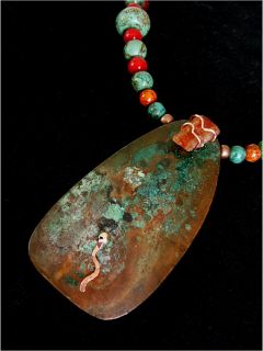  Necklace Handmade Copper Carnelian Artist Cindy Adams MG 34