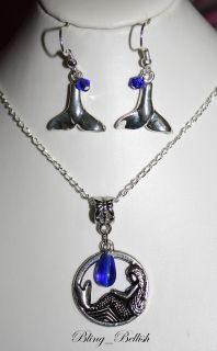 Free Gift H2O Just Add Water Mermaid Tail Blue Crystal Pendant