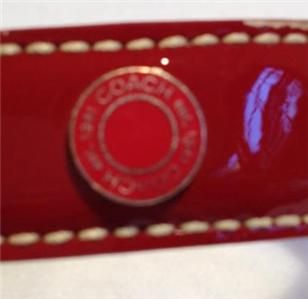 COACH Dog Collar, Sz Small, Red Patent Leather w/ Heart Bone Gromets