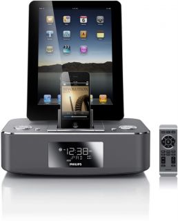  DC390 37 Dual Docking System for iPod iPhone iPad w Clock Radio