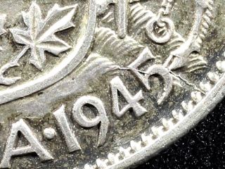 1945 Canada 50 Fifty Cent Silver Half Dollar Die Break