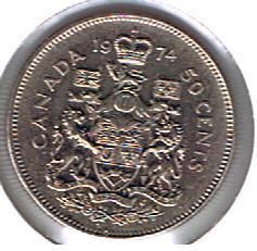 1974 Canadian Half Dollar 50¢ Fifty Cent Piece Coin Canada