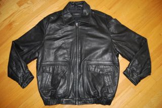 Vintage Colebrook All Black Genuuine Leather Flight Jacket Size L