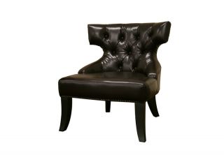 tasya brown leather modern club chair