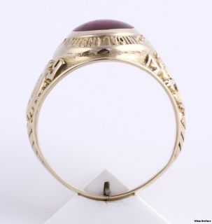  School of Aircraft Mechanics Syn Red Spinel Class Ring 10K Gold