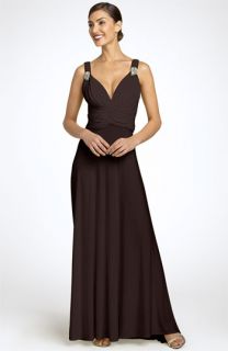 JS Boutique V Neck Gown with Rhinestones