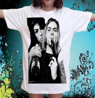 Nirvana Kurt Cobain Amy Winehouse Rock Never Die T Shirt Sz s M L XL