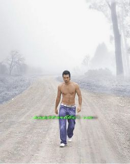 Beautiful Painting Sexy Man Walking Alone in The Road