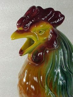 St Clement Pottery France 11 Majolica Rooster Figure Pitcher