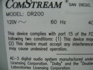 Comstream DR200 C Band Commercial Digital Audio Receive